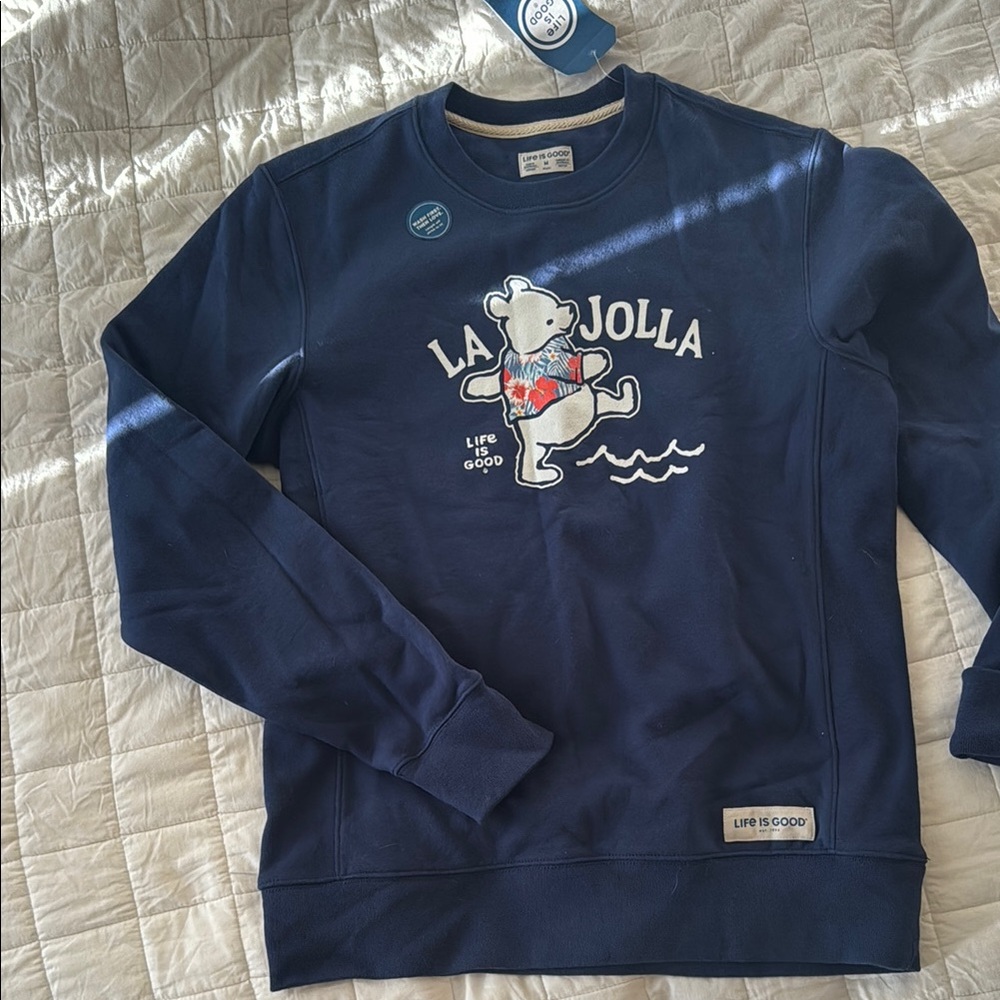 Life is Good Navy Sweater (longer fit)
